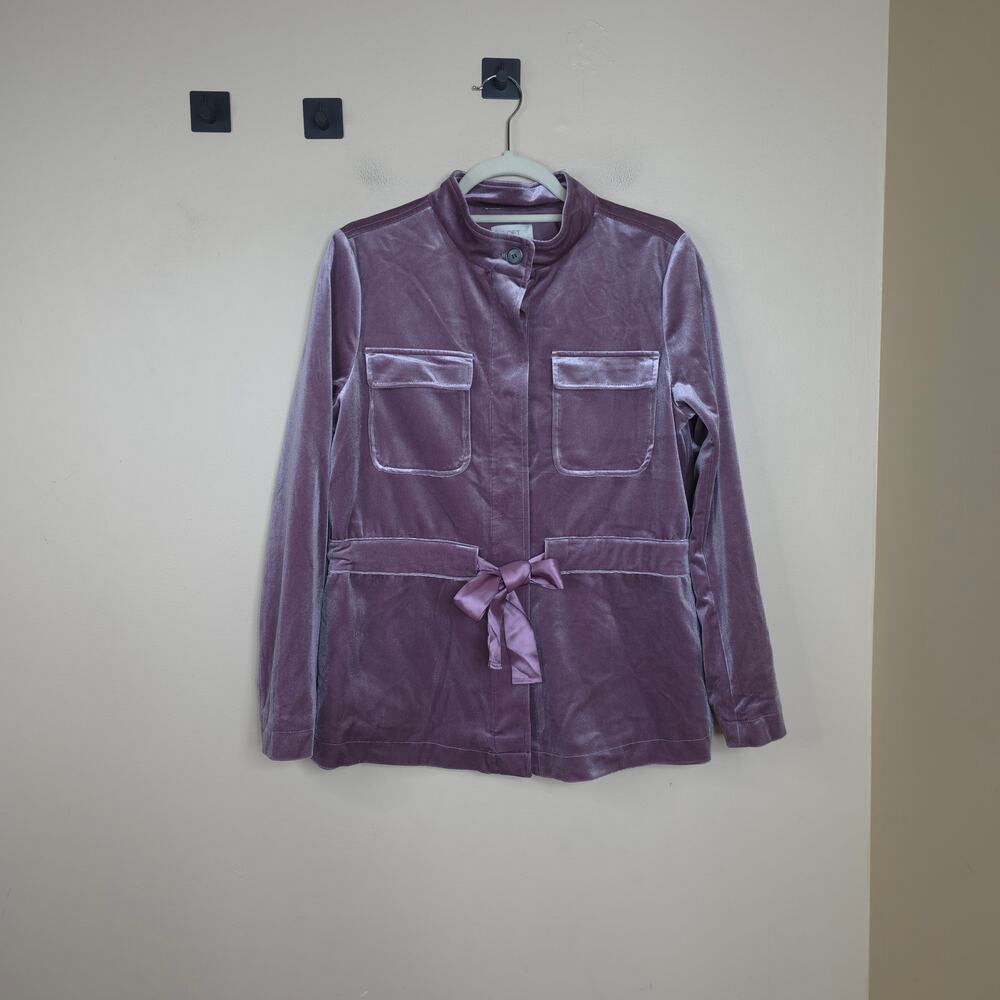 Loft Mauve Velvet Utility Jacket with Drawstring Waist Size S
